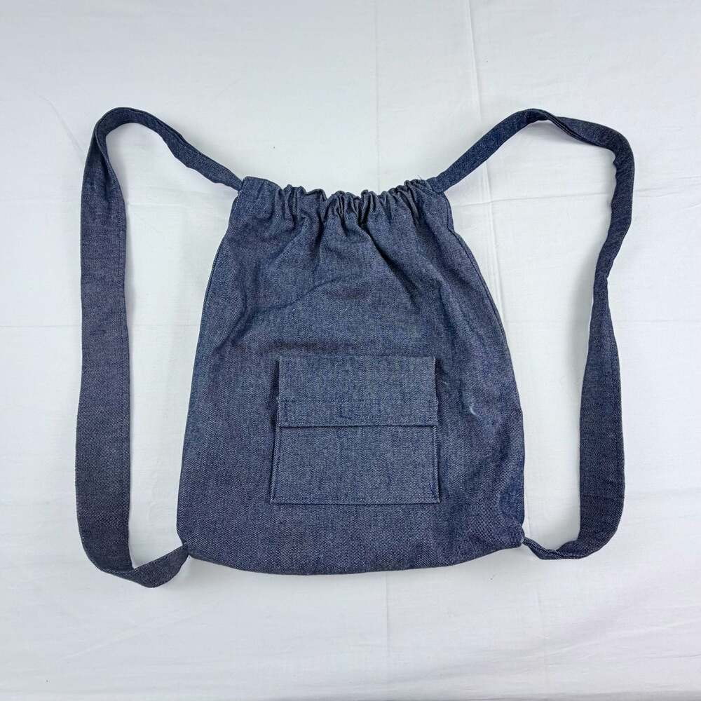 Handmade Denim Drawstring Backpack